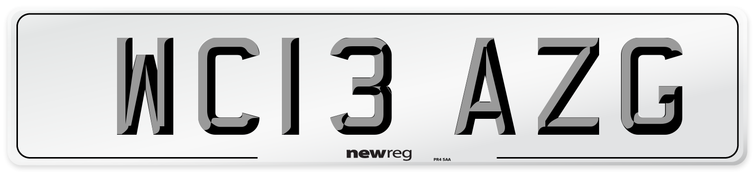 WC13 AZG Number Plate from New Reg